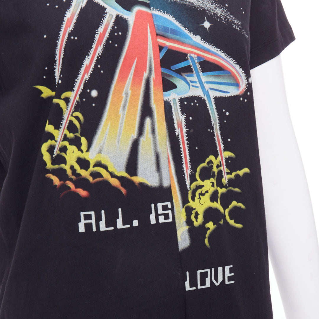 STELLA MCCARTNEY All Is Love UFO black bias cut cotton tshirt IT38 XS