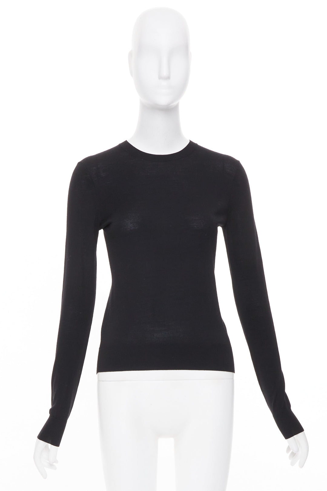 THEORY black wool blend fine knit long sleeve warm crew neck sweater P XS