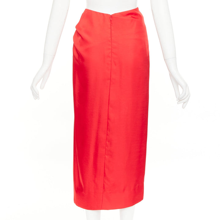 SAMUEL GUI YANG LABELHOOD red satin green button chinois sleeve top skirt set