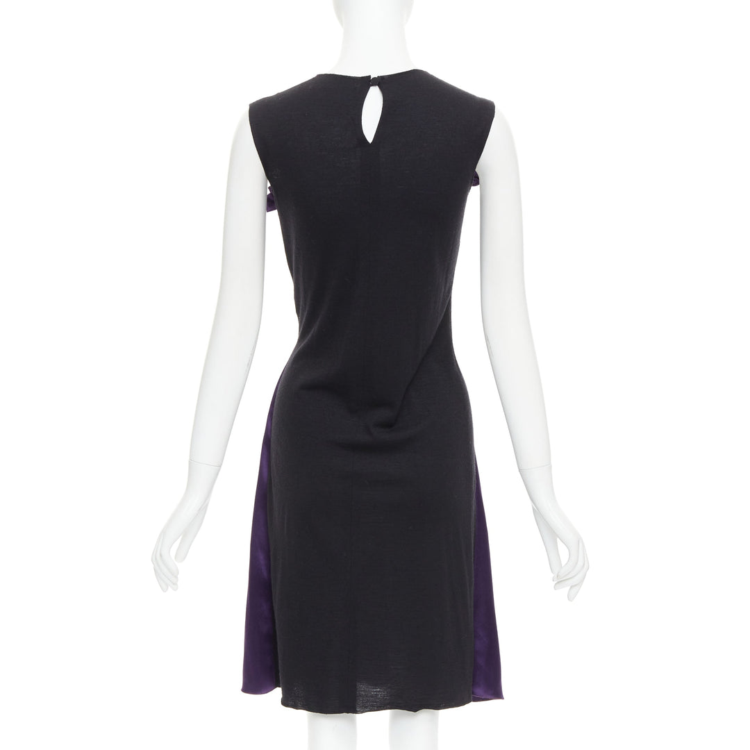 LANVIN 2006 Runway purple nude silk gathered panelled cocktail dress FR36 S