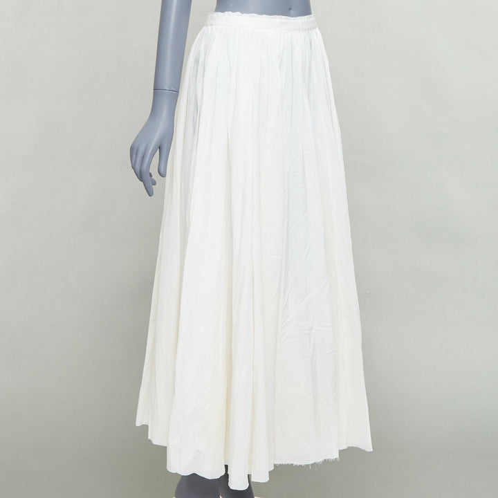 BOY BAND OF OUTSIDER white silk cotton pleated midi skirt US0 XS