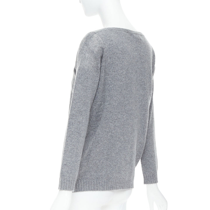 PRADA grey bateau neck panelled crop sleeves sweater