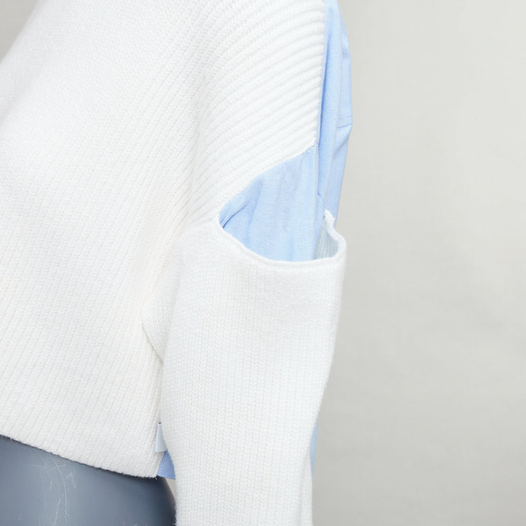 T ALEXANDER WANG cream blue cotton blend hybrid sweater shirt XS