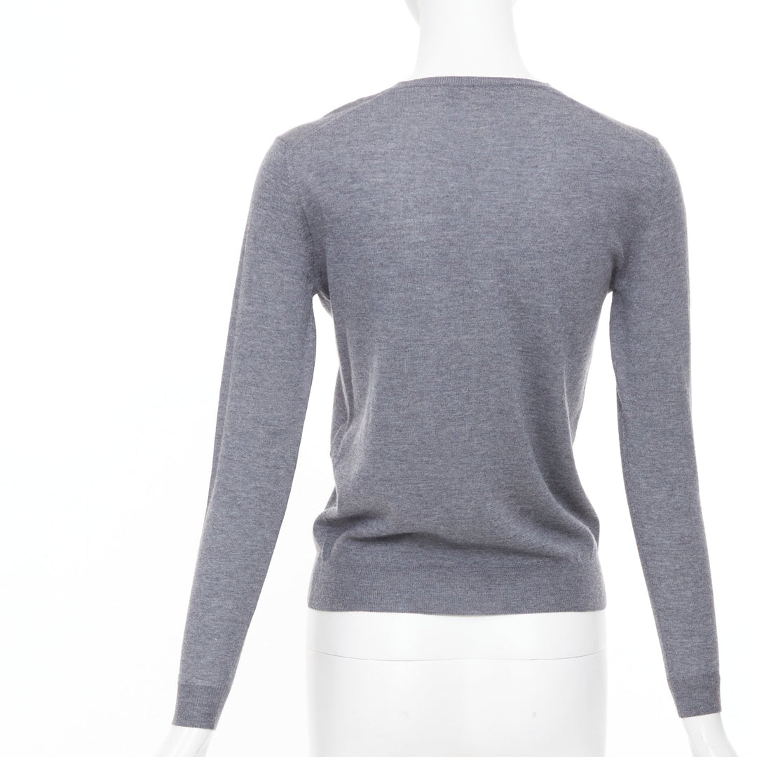 STELLA MCCARTNEY 2016 grey virgin wool fine knit crew sweater IT34 XXS