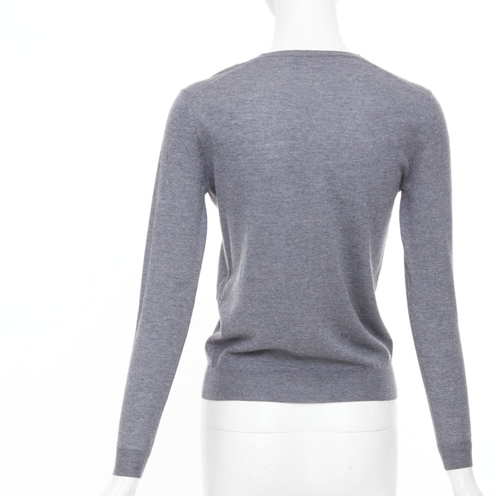 STELLA MCCARTNEY 2016 grey virgin wool fine knit crew sweater IT34 XXS