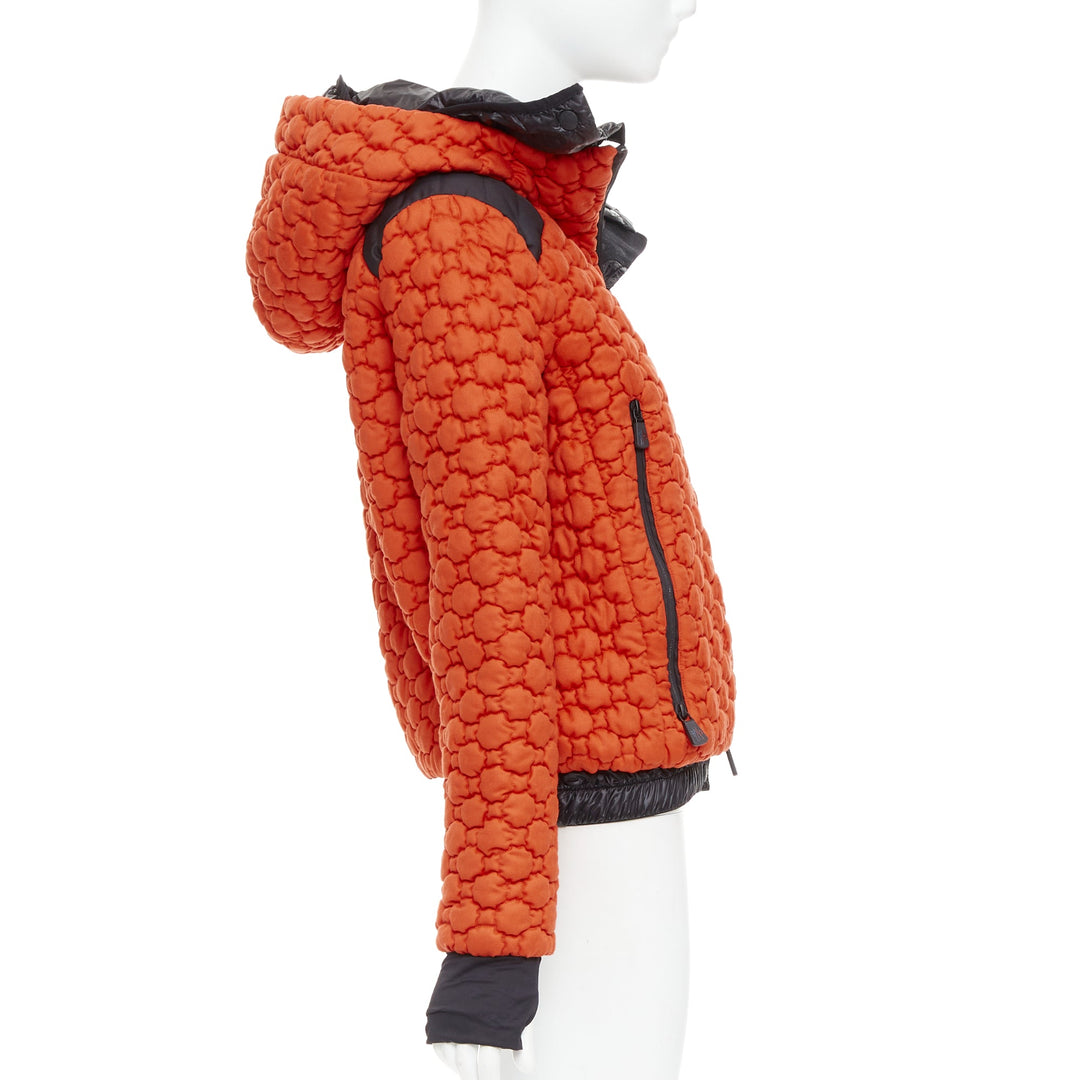 MONCLER Grenoble Soubeyran orange wool texture quilted down ski jacket Sz1 S