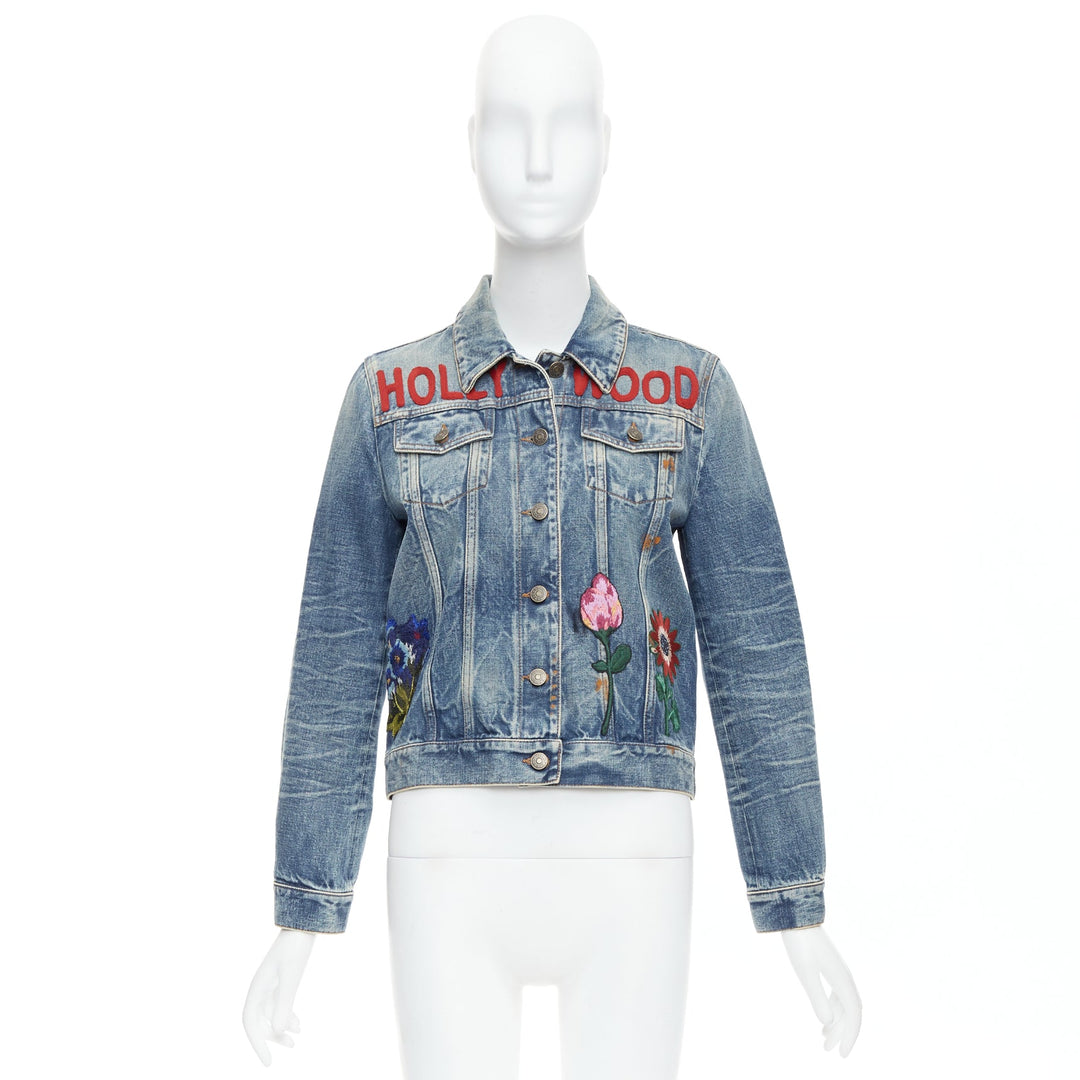 GUCCI HOLLYWOOD bunny blue washed denim jacket IT40 S