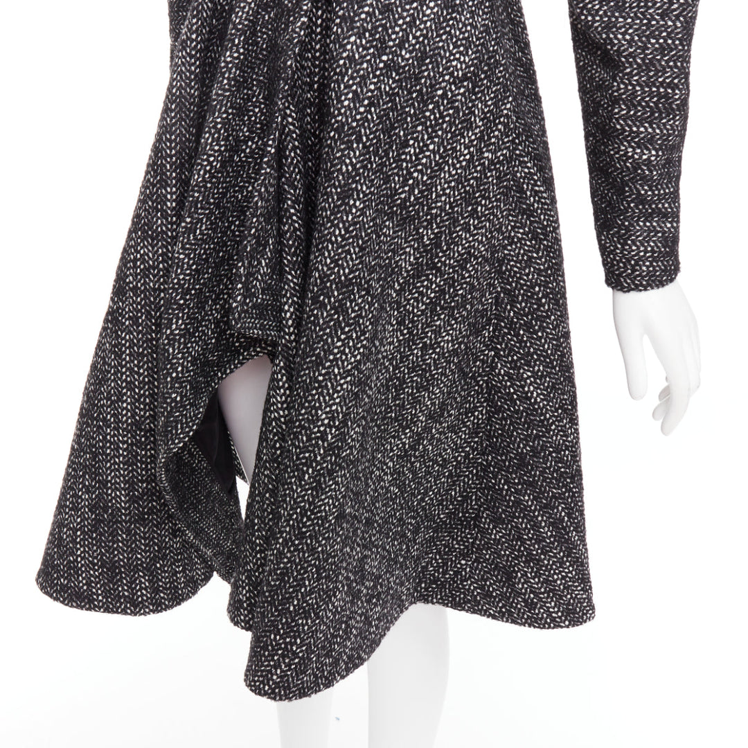 ALEXANDRE BLANC grey virgin wool blend tweed dolman swing coat FR34 XS