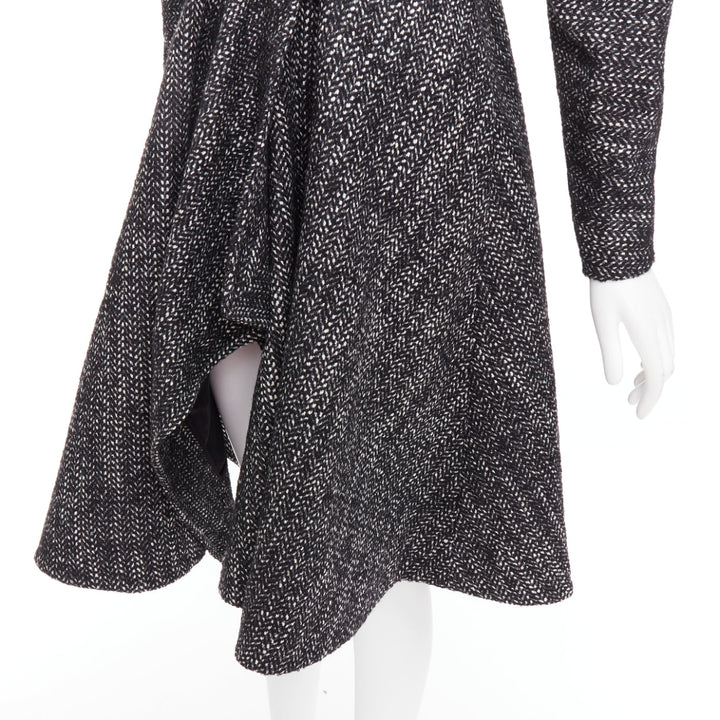 ALEXANDRE BLANC grey virgin wool blend tweed dolman swing coat FR34 XS