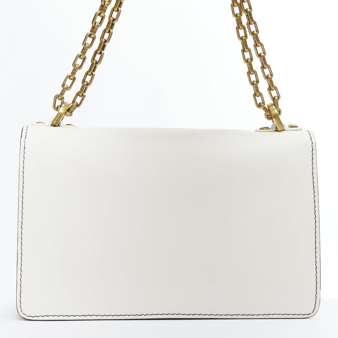 DIOR J'Adior Medium white leather gold letter chain flap crossbody bag