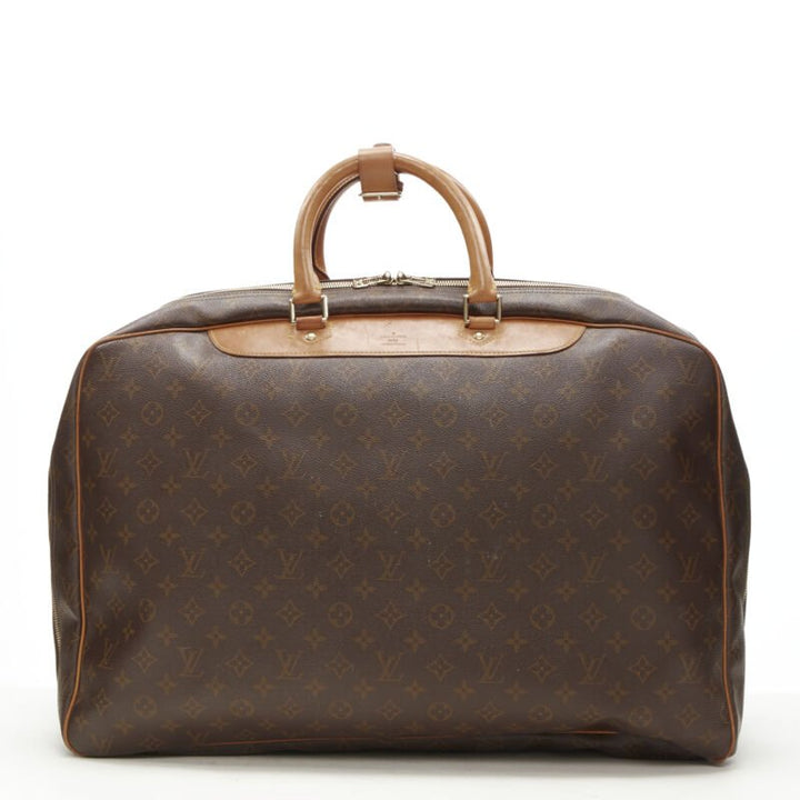 LOUIS VUITTON VIntage Alize brown monogram leather 2 compartment bag garment bag