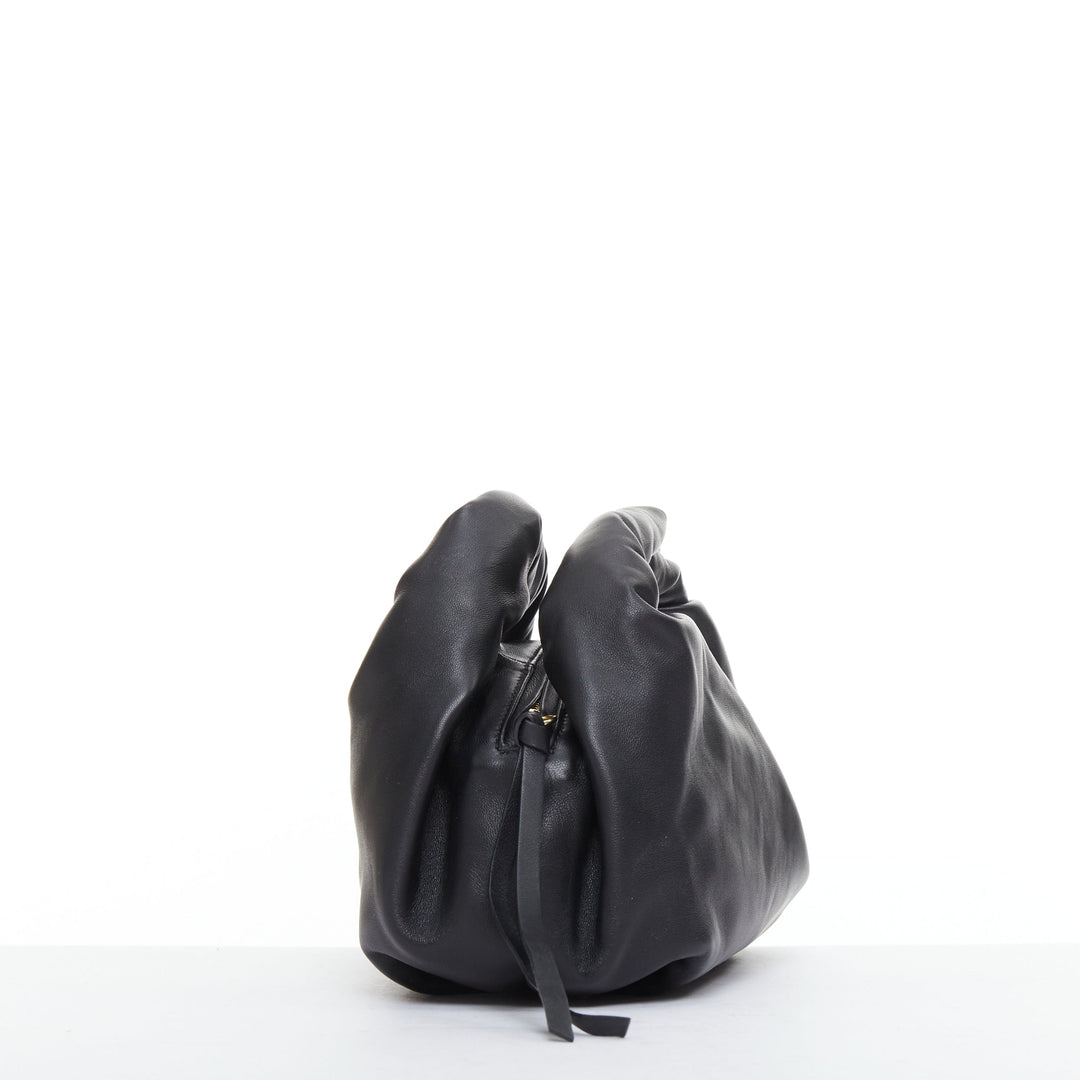 DRIES VAN NOTEN Twisted Handle black soft leather top handle bag