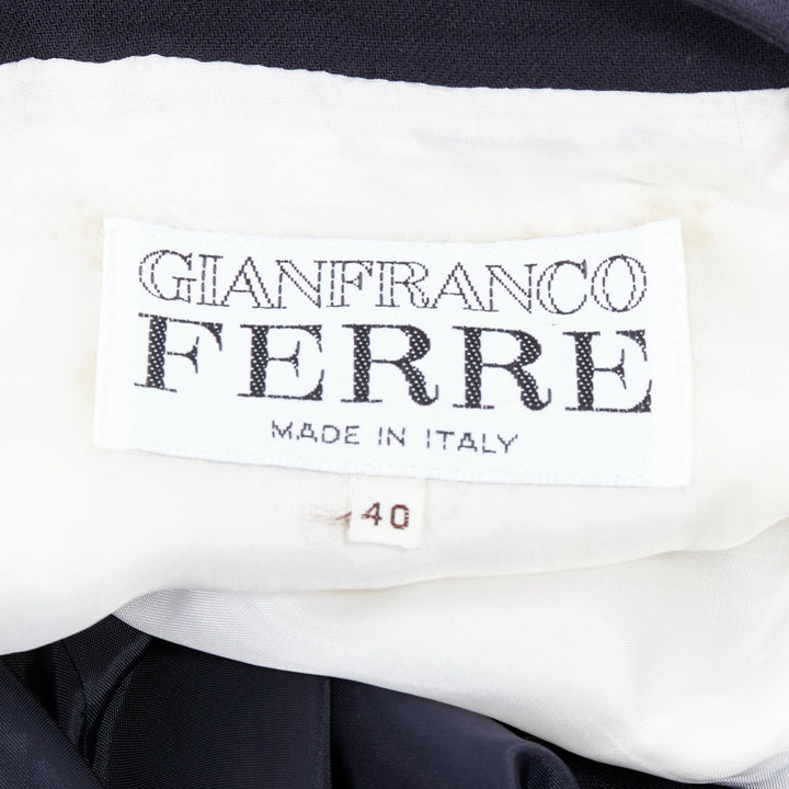 rare GIANFRANCO FERRE Vintage navy white suspender panelled dress IT40 S