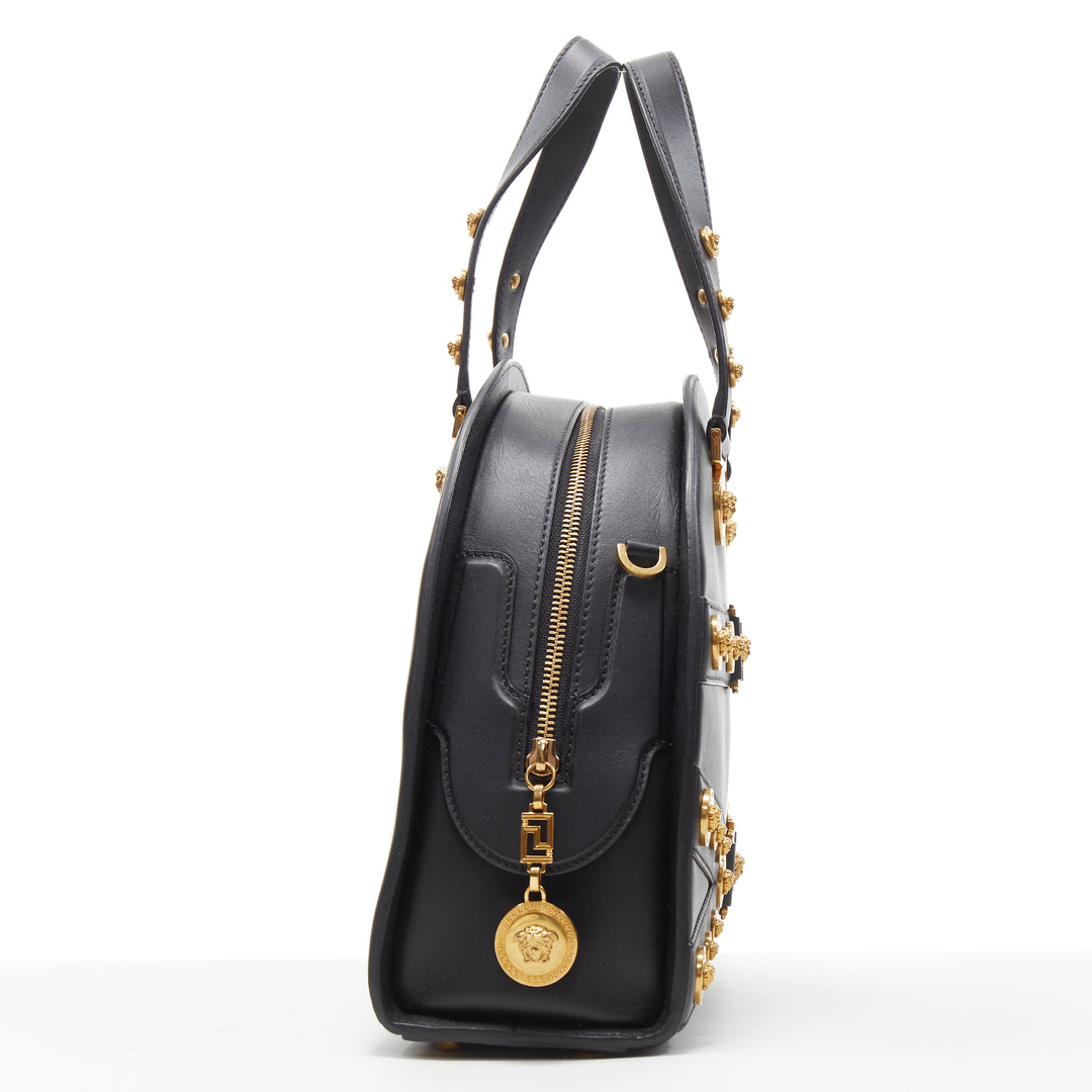 VERSACE 2018 Tribute 1992 gold Medusa stud bondage bowling shoulder bag