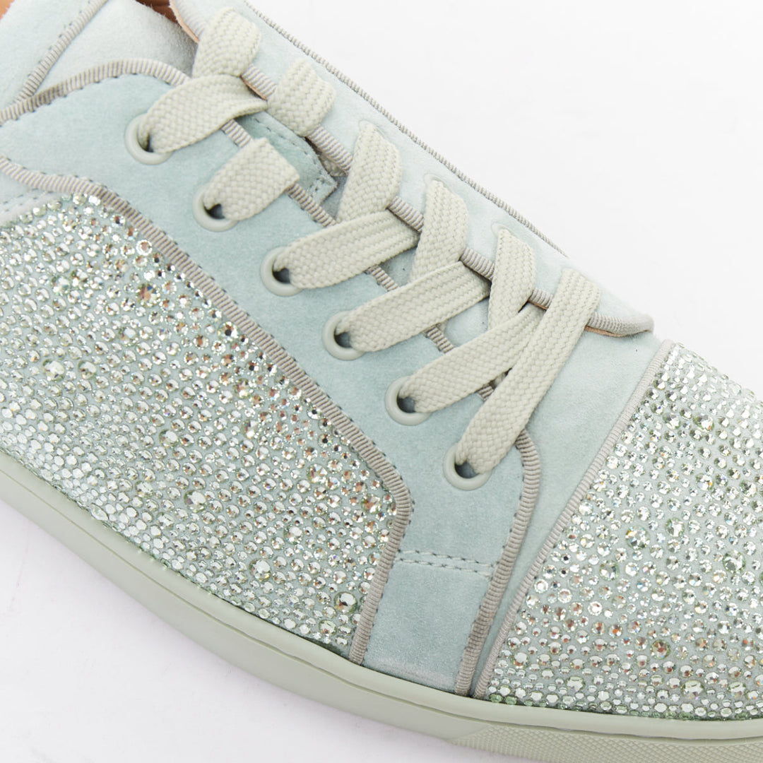 CHRISTIAN LOUBOUTIN Louis Junior Strass Flat Opalina Chrysolite sneaker EU43