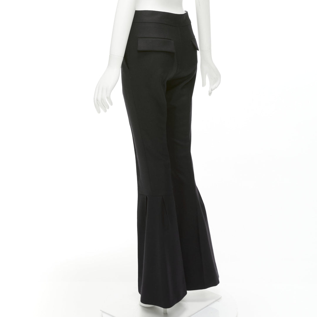 MARNI black wool twill mid waist flared dress pants IT38 XS