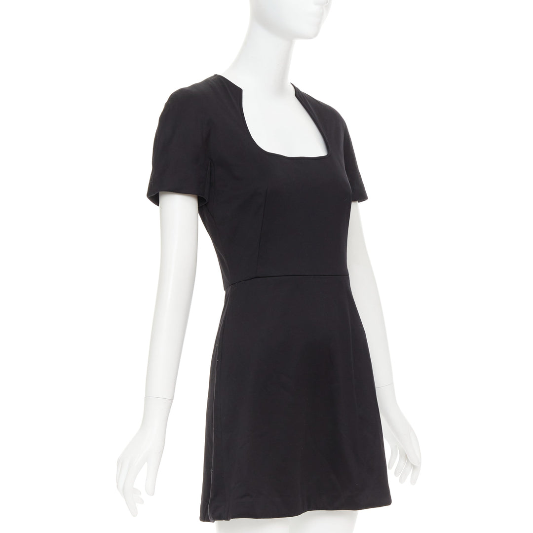 ALEXANDER MCQUEEN 2013 black cotton scoop neck short sleeve mini dress IT40 S
