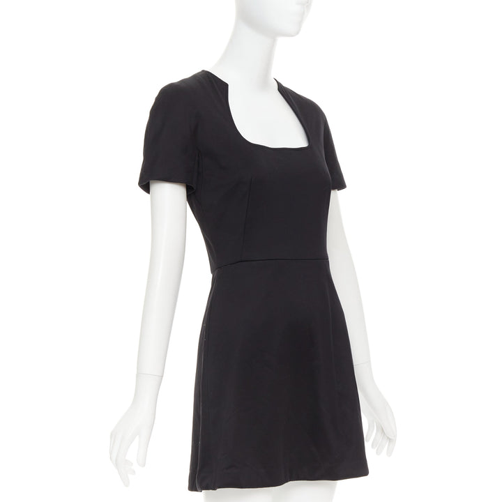 ALEXANDER MCQUEEN 2013 black cotton scoop neck short sleeve mini dress IT40 S