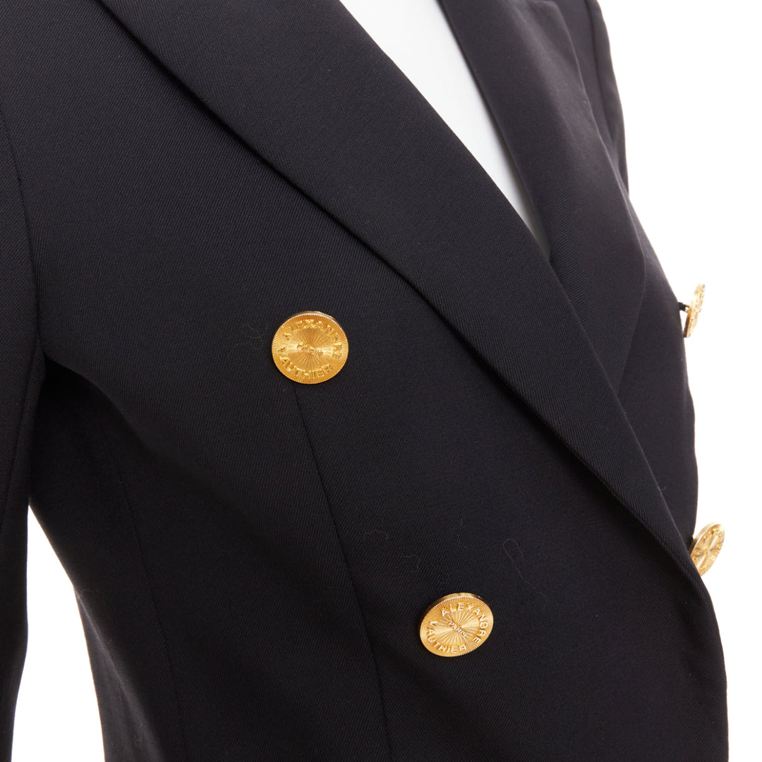 ALEXANDRE VAUTHIER black wool gold sunburst button double breasted blazer jacket