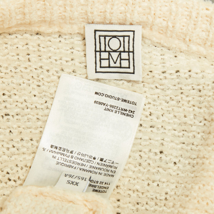 TOTEME 2022 Chenille relaxed drop shoulder cream ivory sweater knitwear XXS
