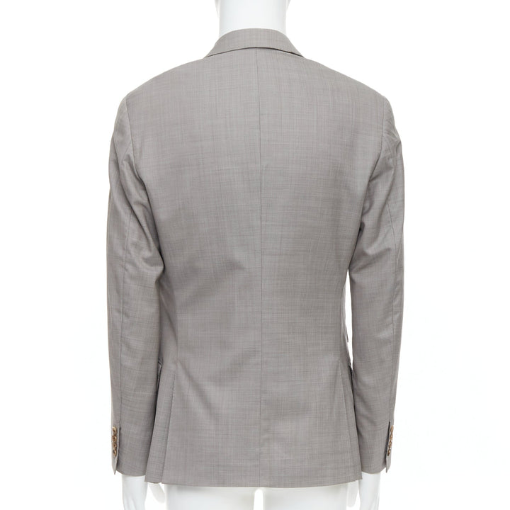 HERMES beige 100% wool 3 pockets handstitched details blazer suit FR48 M