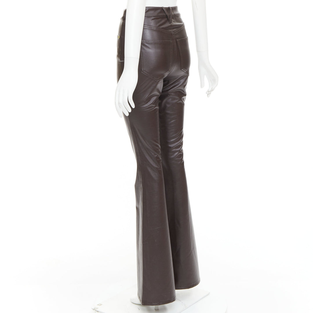 VERONICA BEARD Beverley Skinny Flare High Rise brown faux leather pants 24"