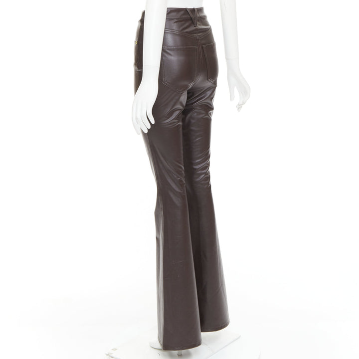 VERONICA BEARD Beverley Skinny Flare High Rise brown faux leather pants 24"