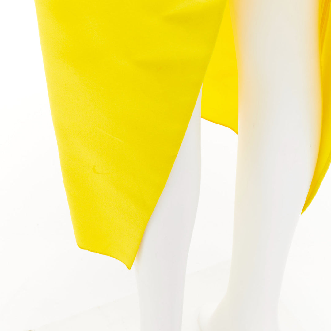 PRADA 2022 Raf Simons Runway yellow satin split high waisted midi skirt IT42 M