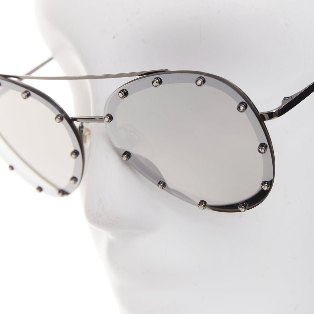 VALENTINO VA2013 58cm crystal stud mirror silver pilot aviator sunglasses