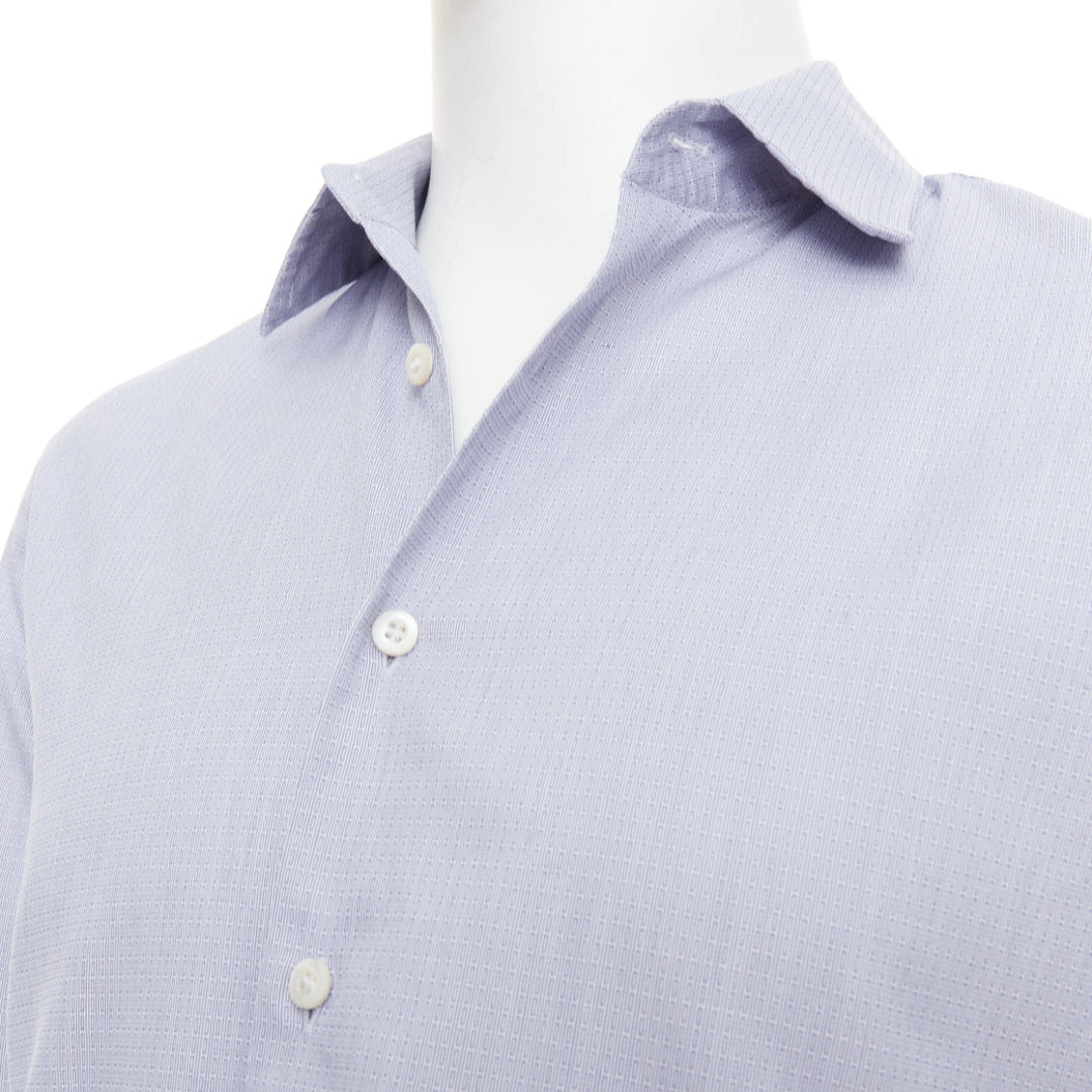 PRADA blue geometric print shell buttons long sleeve collared dress shirt EU38 S