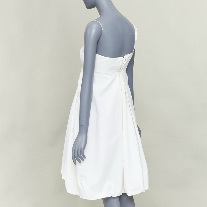 GUCCI 2007 cream cotton pleated drape waist one shoulder bubble dress IT38 XS