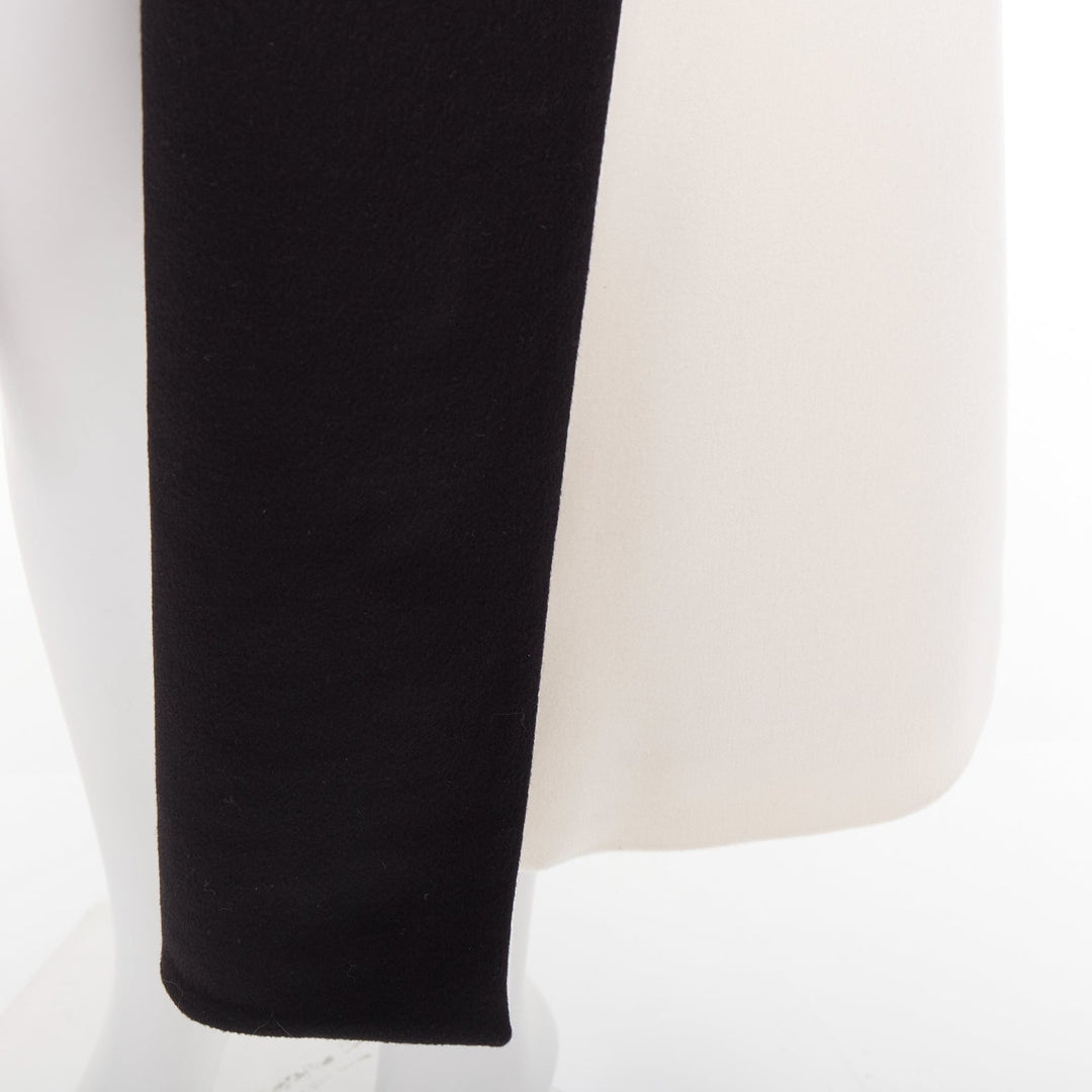 CHRISTIAN DIOR black cream double cashmere bicolor silk lined coat vest FR36 S