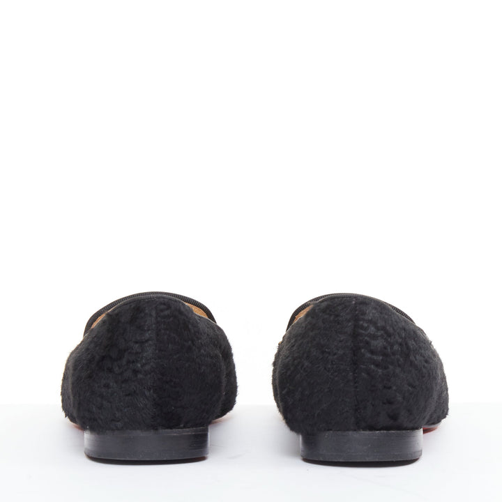 CHRISTIAN LOUBOUTIN Dictateur persian lamb fur Medallion embroidered flats EU37