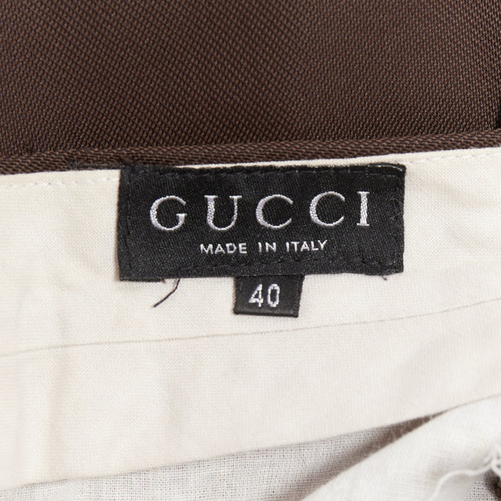 GUCCI Tom Ford chocolate brown curved pocket high waist flare trousers IT40 S