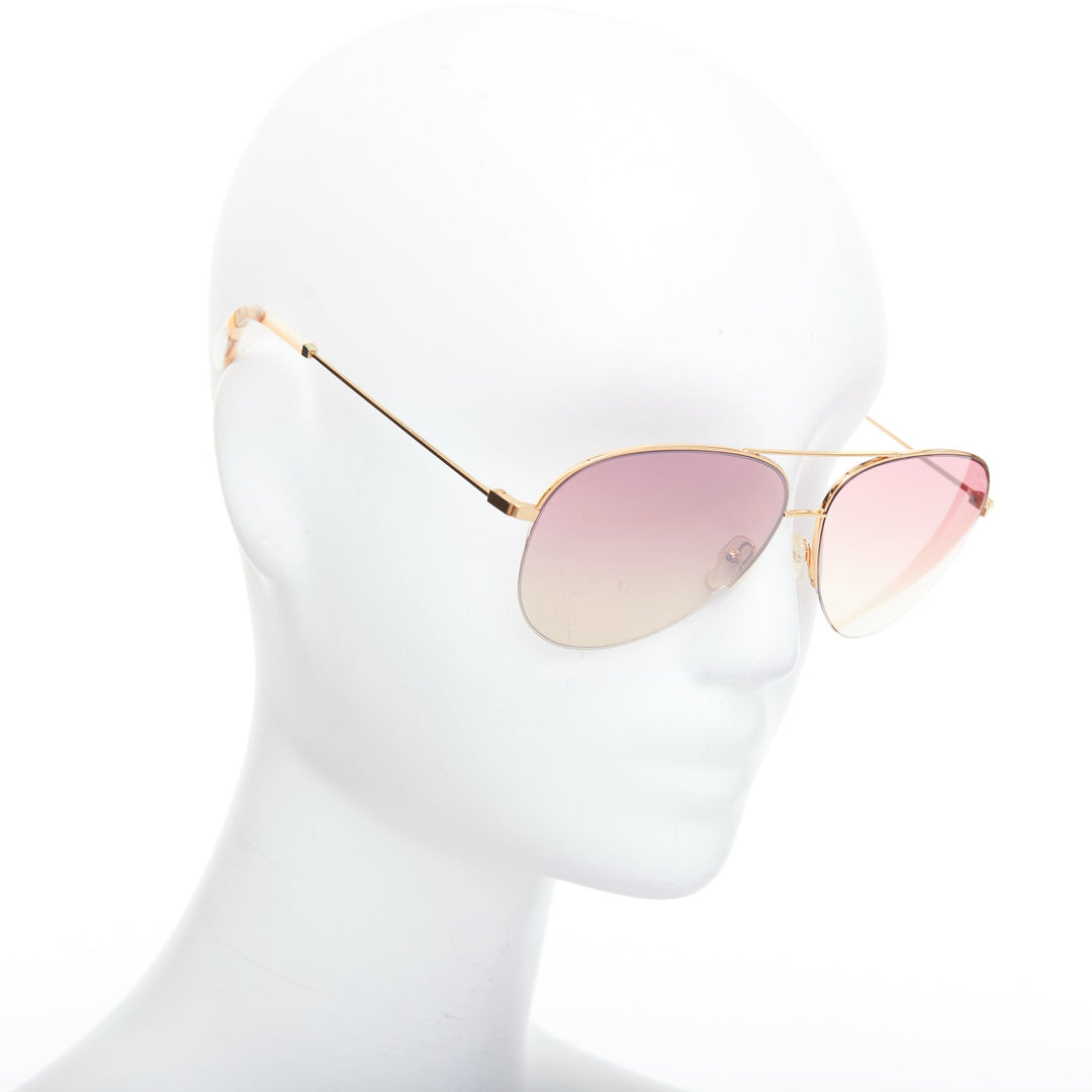 VICTORIA BECKHAM VBS90 C61 pink gradient gold trim handmade aviators