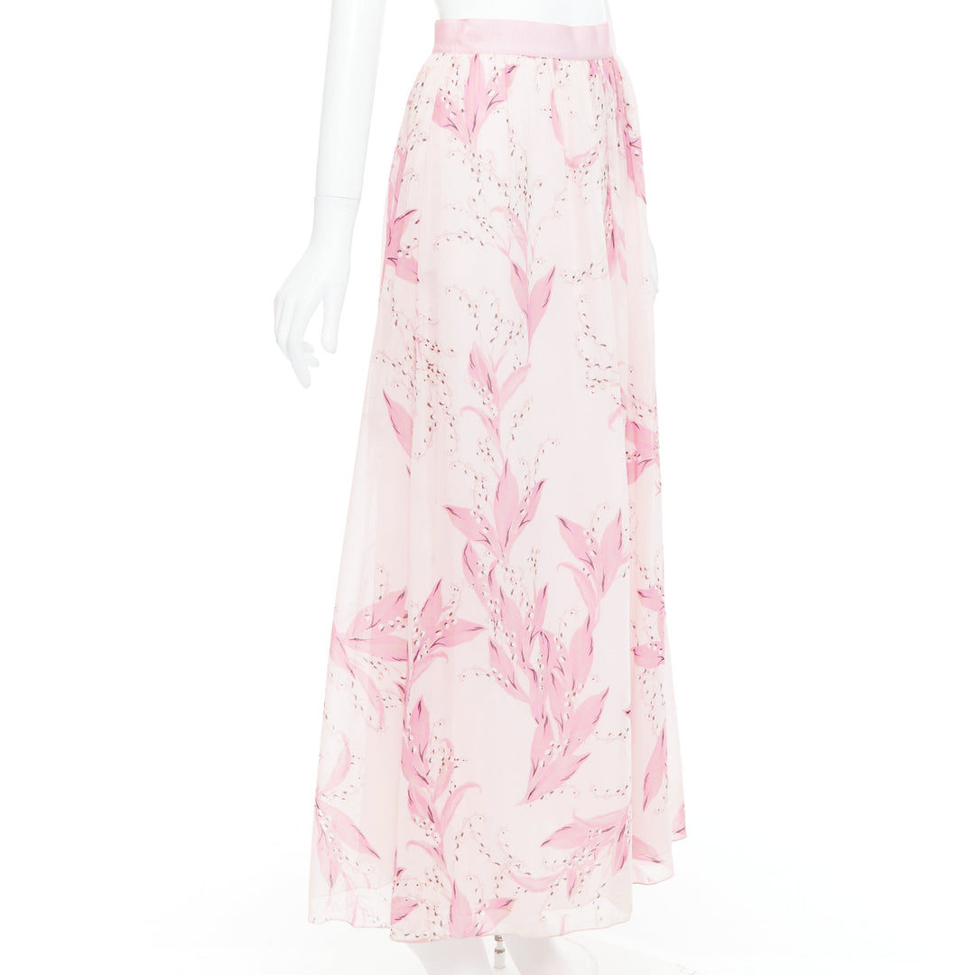 Female mannequin wearing Giambattista Valli Pink Silk Women Skirt in Size IT38 | Available at JHROP