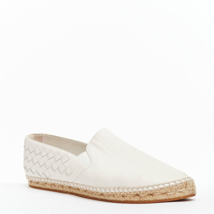 BOTTEGA VENETA white intrecciato woven leather espadrille flats shoes EU37