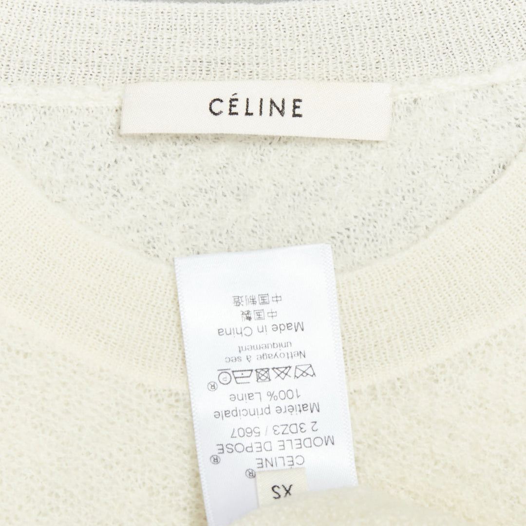 OLD CELINE Phoebe Philo cream black wool colorblock hem sweater XS