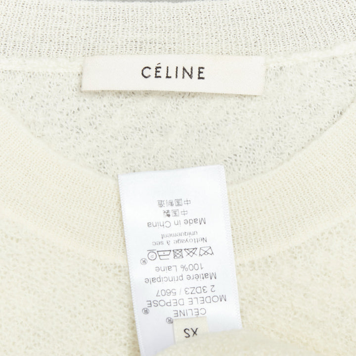 OLD CELINE Phoebe Philo cream black wool colorblock hem sweater XS