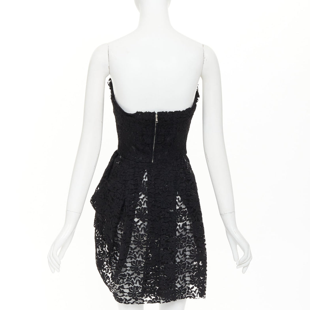 DOLCE GABBANA 2010 Runway black lace strapless boned corset mini dress IT36 XXS