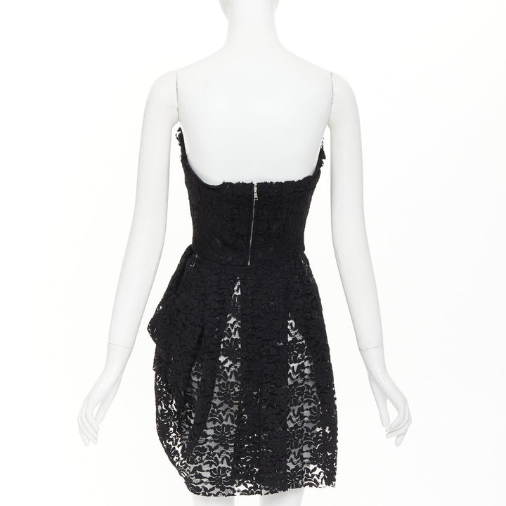 DOLCE GABBANA 2010 Runway black lace strapless boned corset mini dress IT36 XXS