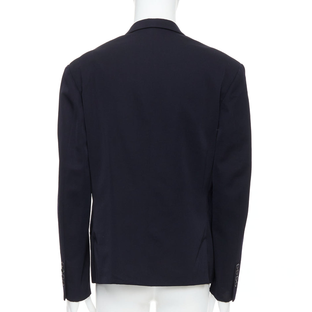 YOHJI YAMAMOTO black 100% wool double collar deconstructed blazer S