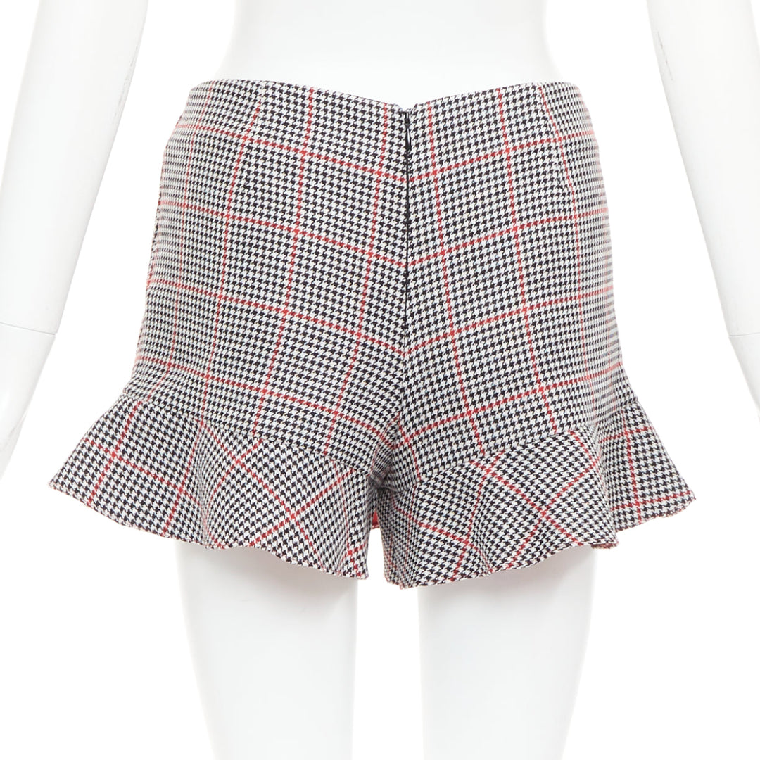 RED VALENTINO red black houndstooth check print flare mini skort IT36 XXS