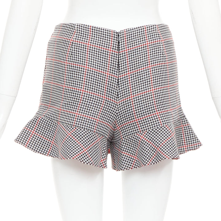 RED VALENTINO red black houndstooth check print flare mini skort IT36 XXS