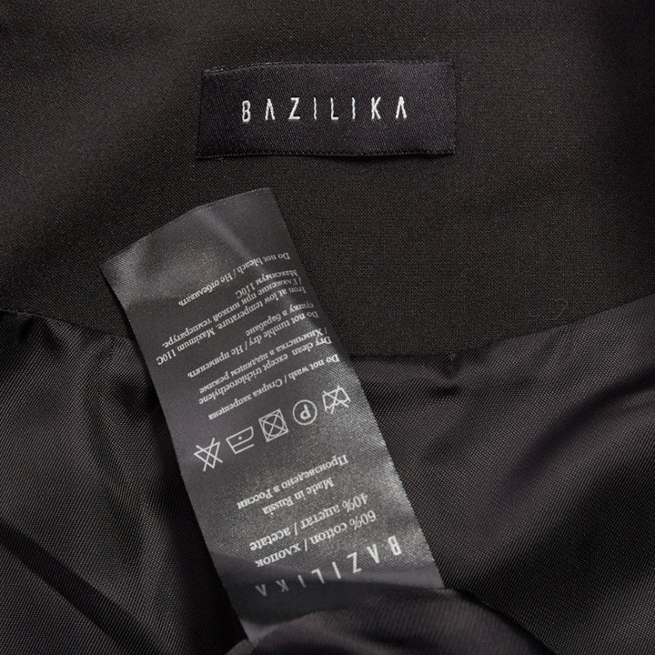 BAZILICA black cotton blend flap pocket belted oversized singled breasted blazer