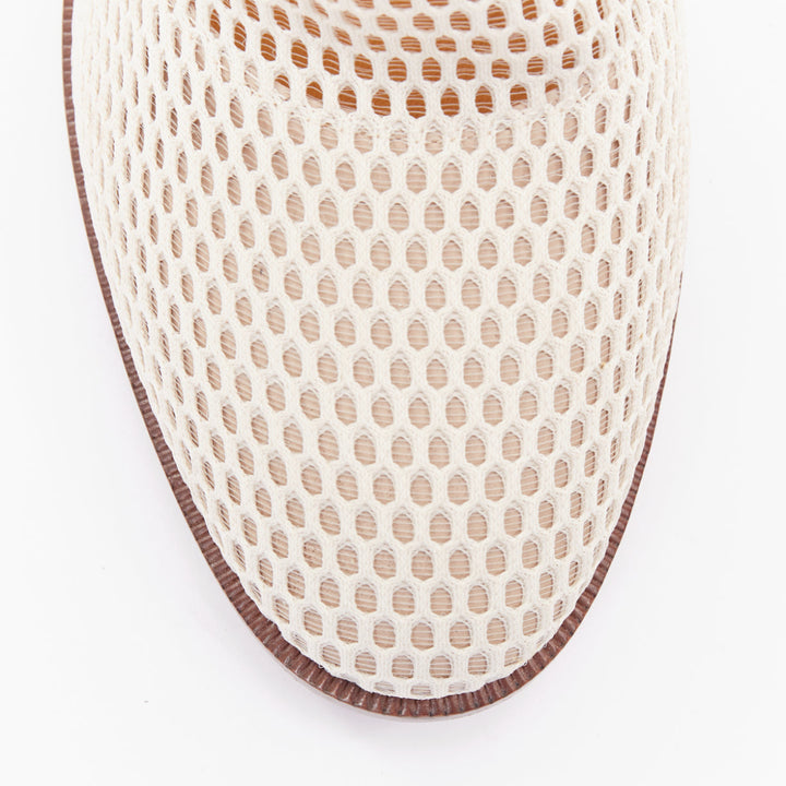 CHRISTIAN DIOR 2020 Empreinte Montaigne 70mm ivory perforated mesh boots EU38.5