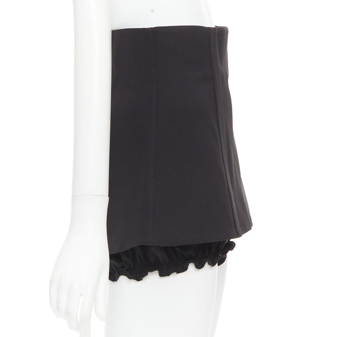 SHUSHU TONG Mini Culottes black high waisted layered ruffle shorts skirt UK8 S
