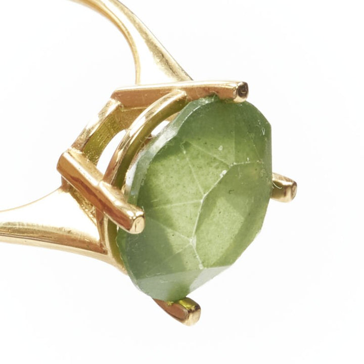 BURBERRY Riccardo Tisci gold green crystal ring hoop drop earrings pair