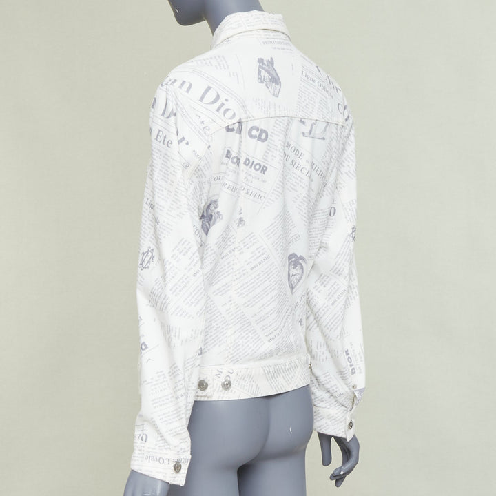 DIOR HOMME 2020 Daniel Arsham Runway newspaper print cotton denim jacket EU44 XS