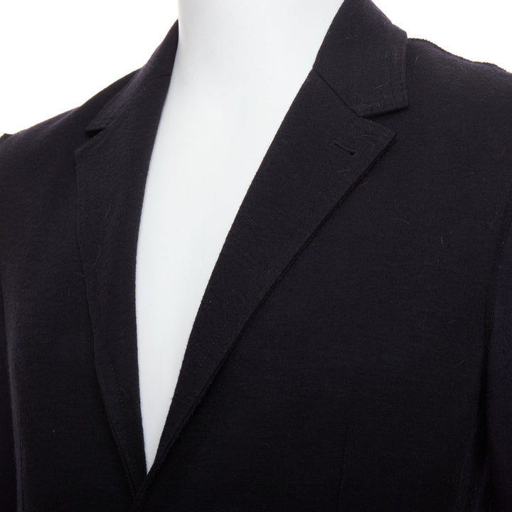 LANVIN black navy bicolour wool blend pocketed blazer jacket FR44 XS